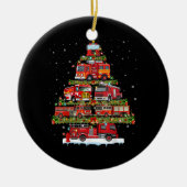 Feuerwehrleuchten Feuerwehrauto Weihnachten Keramik Ornament (Vorne)