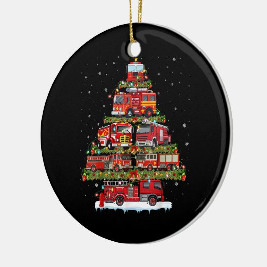 Feuerwehrleuchten Feuerwehrauto Weihnachten Keramik Ornament (Links)