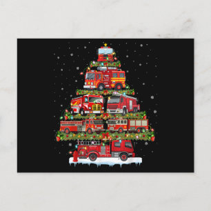 Feuerwehrleuchten Feuerwehrauto Weihnachten Postkarte