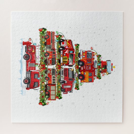 Feuerwehrleuchten Feuerwehrauto Weihnachten Puzzle (Horizontal)