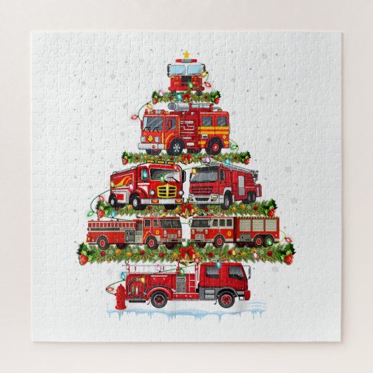 Feuerwehrleuchten Feuerwehrauto Weihnachten Puzzle (Vertikal)