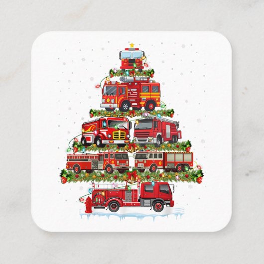Feuerwehrleuchten Feuerwehrauto Weihnachten Quadratische Visitenkarte (Rückseite)