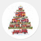 Feuerwehrleuchten Feuerwehrauto Weihnachten Runder Aufkleber (Vorderseite)