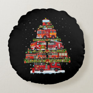 Feuerwehrleuchten Feuerwehrauto Weihnachten Rundes Kissen