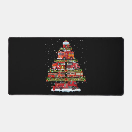 Feuerwehrleuchten Feuerwehrauto Weihnachten Schreibtischunterlage (Vorderseite)