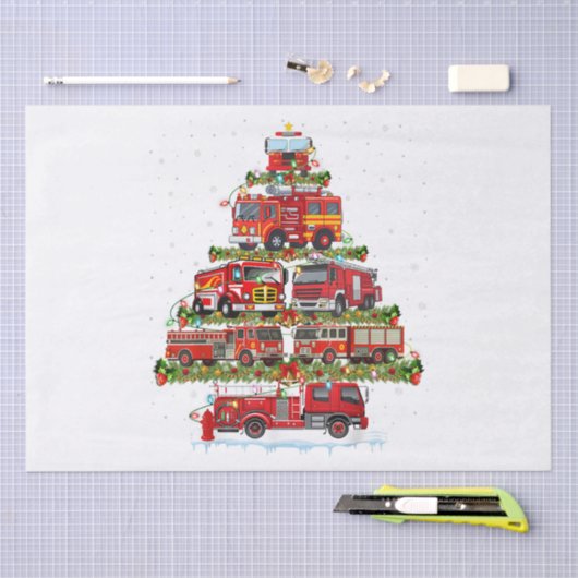 Feuerwehrleuchten Feuerwehrauto Weihnachten Seidenpapier (Handwerk)