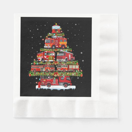 Feuerwehrleuchten Feuerwehrauto Weihnachten Serviette (Vorderseite)
