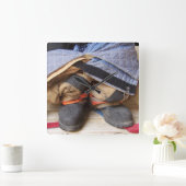 Feuerwehrleute Anzug und Stiefelwand Quadratische Wanduhr (Zuhause)