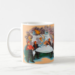 Feuerwehrleute der 40er Jahre retten hübsche Dame Kaffeetasse