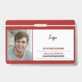 Feuerwehrleute, die sich freiwillig an einer Feuer Ausweis (Vorderseite)