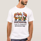 Feuerwehrleute feiern Teamwork T-Shirt (Vorderseite)
