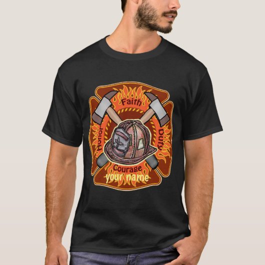 Feuerwehrleute Flammen T-Shirt (Vorderseite)