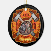 Feuerwehrleute Flammenschmuck Keramik Ornament (Links)