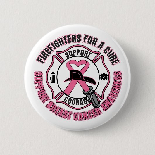 Feuerwehrleute für eine Heilung von Brustkrebs Button (Vorderseite)