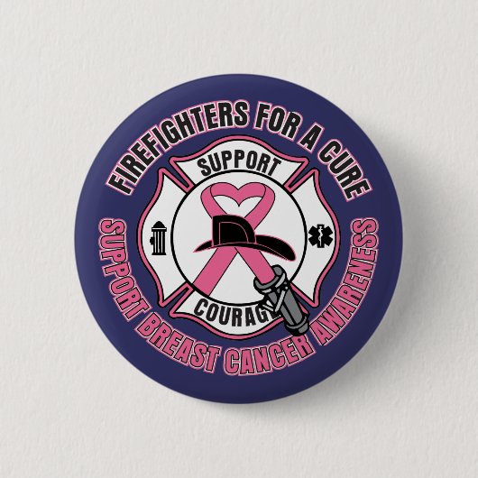 Feuerwehrleute für eine Heilung von Brustkrebs Button (Vorderseite)