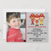 Feuerwehrleute Geburtstagspartei Einladung (Vorderseite)