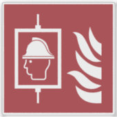 Feuerwehrleute heben Sicherheitszeichen an Aufkleber (Vorderseite)