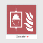 Feuerwehrleute heben Sicherheitszeichen an Aufkleber (Blatt)