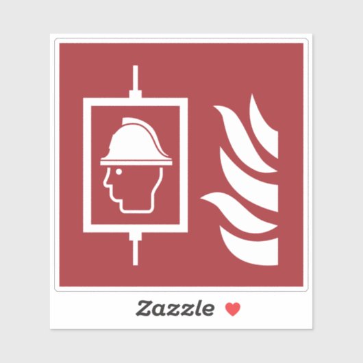 Feuerwehrleute heben Sicherheitszeichen an Aufkleber (Blatt)