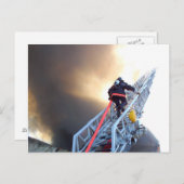 Feuerwehrleute Kletterleiter Postkarte (Vorne/Hinten)