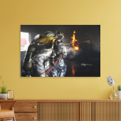 Feuerwehrleute löschen ein Feuer in einer Ausbildu Leinwanddruck (Insitu (Wohnzimmer))
