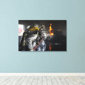 Feuerwehrleute löschen ein Feuer in einer Ausbildu Leinwanddruck (Insitu (Holzboden))