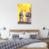 Feuerwehrleute löschen einen Flugzeugbrand Leinwanddruck (Insitu (Schlafzimmer))