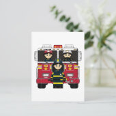 Feuerwehrleute mit Motor Postkarte (Stehend Vorderseite)
