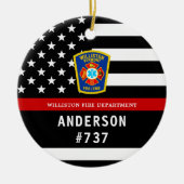 Feuerwehrleute Personalisierte Feuerlogos dünne ro Keramik Ornament (Vorne)