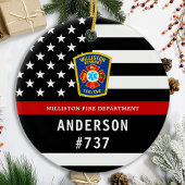Feuerwehrleute Personalisierte Feuerlogos dünne ro Keramik Ornament