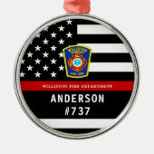 Feuerwehrleute Personalisierte Feuerlogos dünne ro Ornament Aus Metall (Vorne)