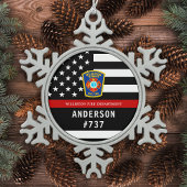 Feuerwehrleute Personalisierte Feuerlogos dünne ro Schneeflocken Zinn-Ornament