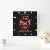 Feuerwehrleute rettete Herz und Zuhause Quadratische Wanduhr (Zuhause)