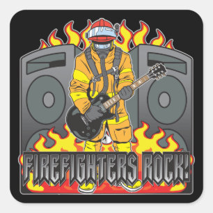 Feuerwehrleute Rock Guitar Quadratischer Aufkleber