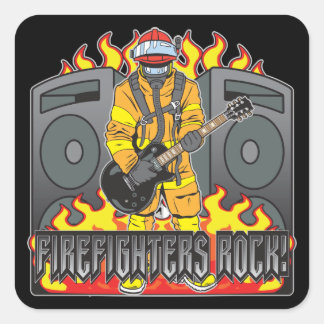 Feuerwehrleute Rock Guitar Quadratischer Aufkleber