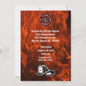 Feuerwehrleute Silhouette Flammen Ruhestand Party Einladung (Rückseite)