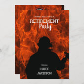 Feuerwehrleute Silhouette Flammen Ruhestand Party Einladung (Vorne/Hinten)