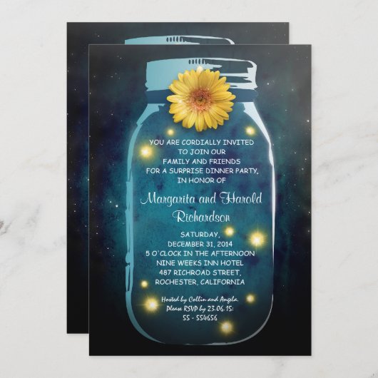 Feuerwehrleute und Rustikale Mason Jar Whimsical J Einladung (Vorne/Hinten)