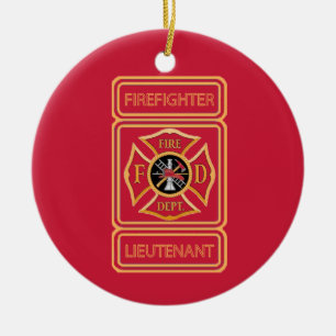 Feuerwehrleutnant Custom Keramik Ornament