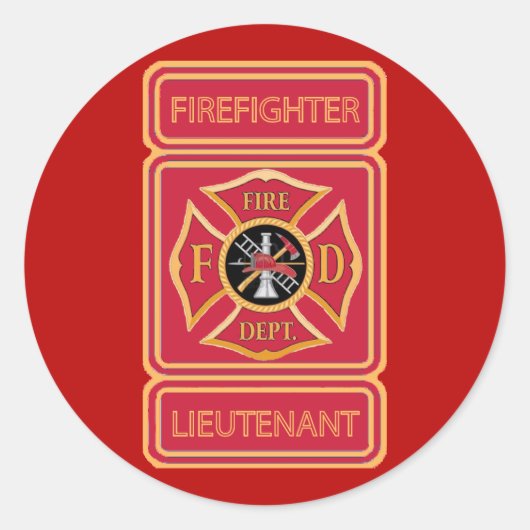Feuerwehrleutnant Runder Aufkleber (Vorderseite)