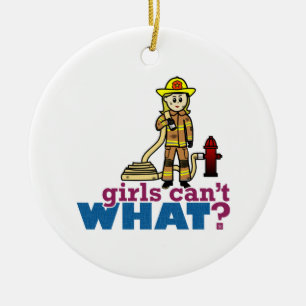 Feuerwehrmädchen Keramikornament