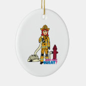 Feuerwehrmädchen - Rot Keramik Ornament (Rechts)