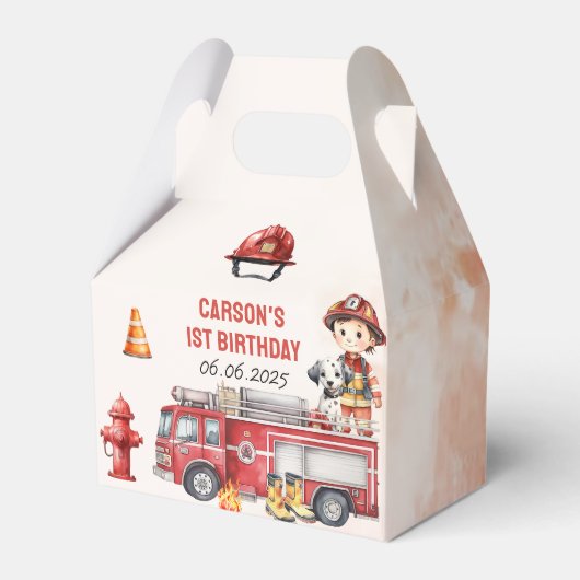 Feuerwehrmann 1. Geburtstag Geschenkschachtel (Vorderseite)