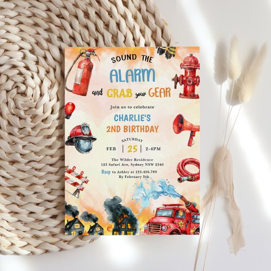 Feuerwehrmann 2. Geburtstag Party Einladung