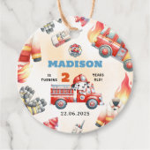 Feuerwehrmann 2. Geburtstag Party Geschenkanhänger (Vorderseite)