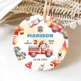 Feuerwehrmann 2. Geburtstag Party Geschenkanhänger