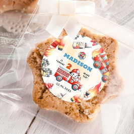 Feuerwehrmann 2. Geburtstag Party Runder Aufkleber