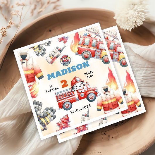 Feuerwehrmann 2. Geburtstag Party Serviette