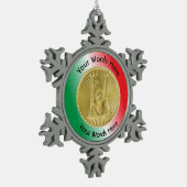 Feuerwehrmann 2 Gold-Bugle-Medallion Schneeflocken Zinn-Ornament (Links)