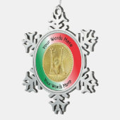 Feuerwehrmann 2 Gold-Bugle-Medallion Schneeflocken Zinn-Ornament (Rechts)